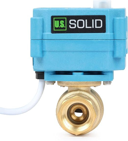 1/2" Brass Motorized Ball Valve with Waterproof Cover, 9-24V AC/DC, Full Port, IP67, 2 Wire Auto Return, Normally Closed