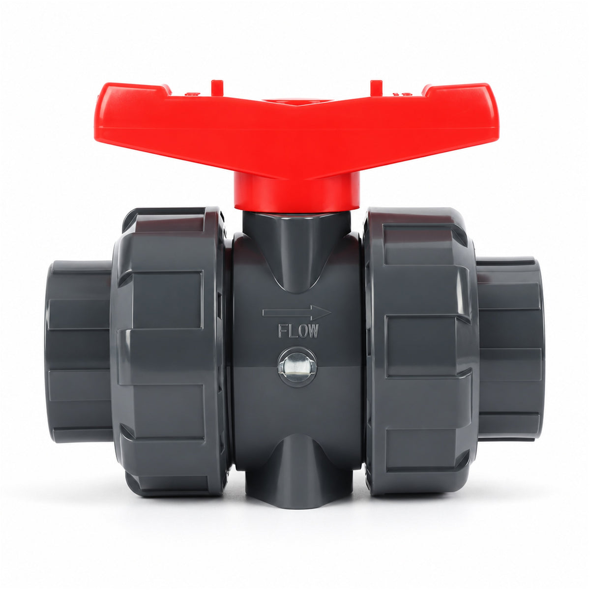 Vanne à bille à union véritable en PVC 1", passage intégral, emboîtement coulissant, compatible Schedule 40 et 80, 150 psi, siège en PTFE, joint torique en EPDM, lot de 2