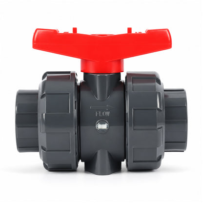 Vanne à bille à union véritable en PVC 1", passage intégral, emboîtement coulissant, compatible Schedule 40 et 80, 150 psi, siège en PTFE, joint torique en EPDM, lot de 2