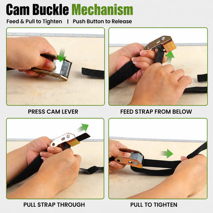 4PCS 1"x10ft Double Hook Cam Buckle Tie Down Straps 331lbs