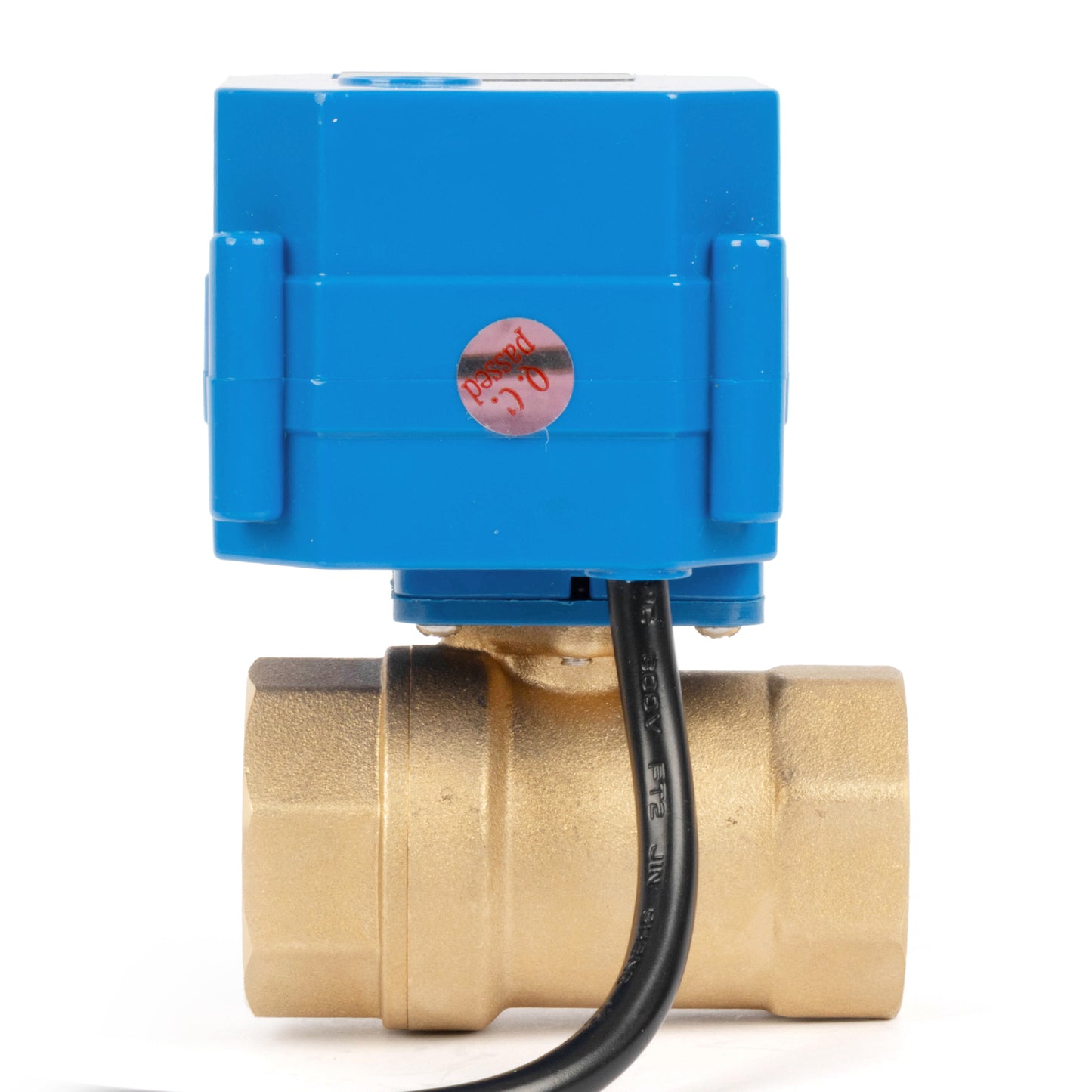 Válvula de esfera motorizada de latão de 1" com plugue, porta padrão, retorno automático 110V/220V AC, normalmente aberta