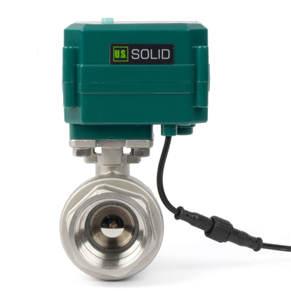 WiFi 1-1/4" Stainless Steel Remote Control Motorized Ball Valve with Power-Off Memory, 5V DC USB, Manual Switch