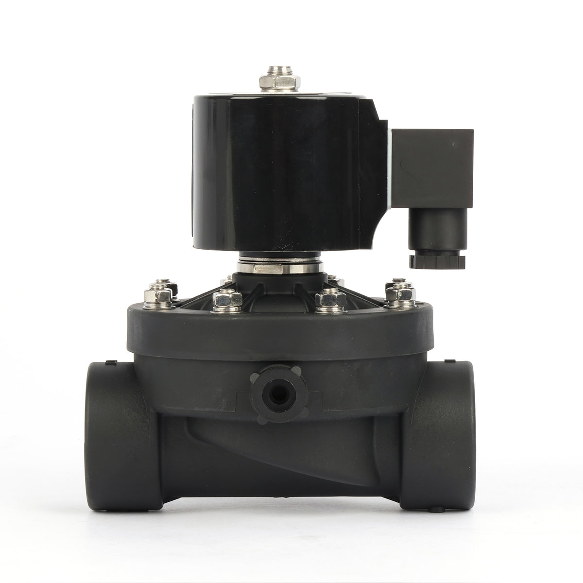 1-1/4" Plastik PA66 Solenoid Vana 12V DC, 0-5 Bar, Normalde Kapalı, NBR Contalı, Su ve Hava için