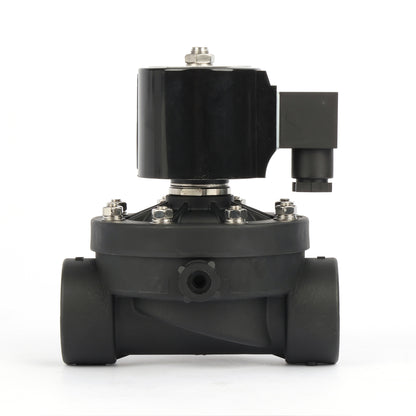 1-1/4" Plastik PA66 Solenoid Vana 12V DC, 0-5 Bar, Normalde Kapalı, NBR Contalı, Su ve Hava için