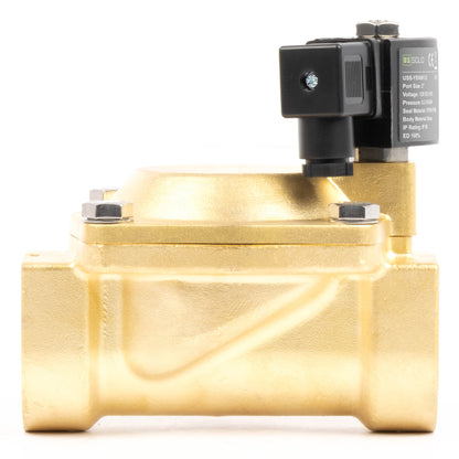 2"-Magnetventil aus Messing – 12 V DC, normalerweise geschlossen, 4,4–232 PSI, VITON-Dichtung