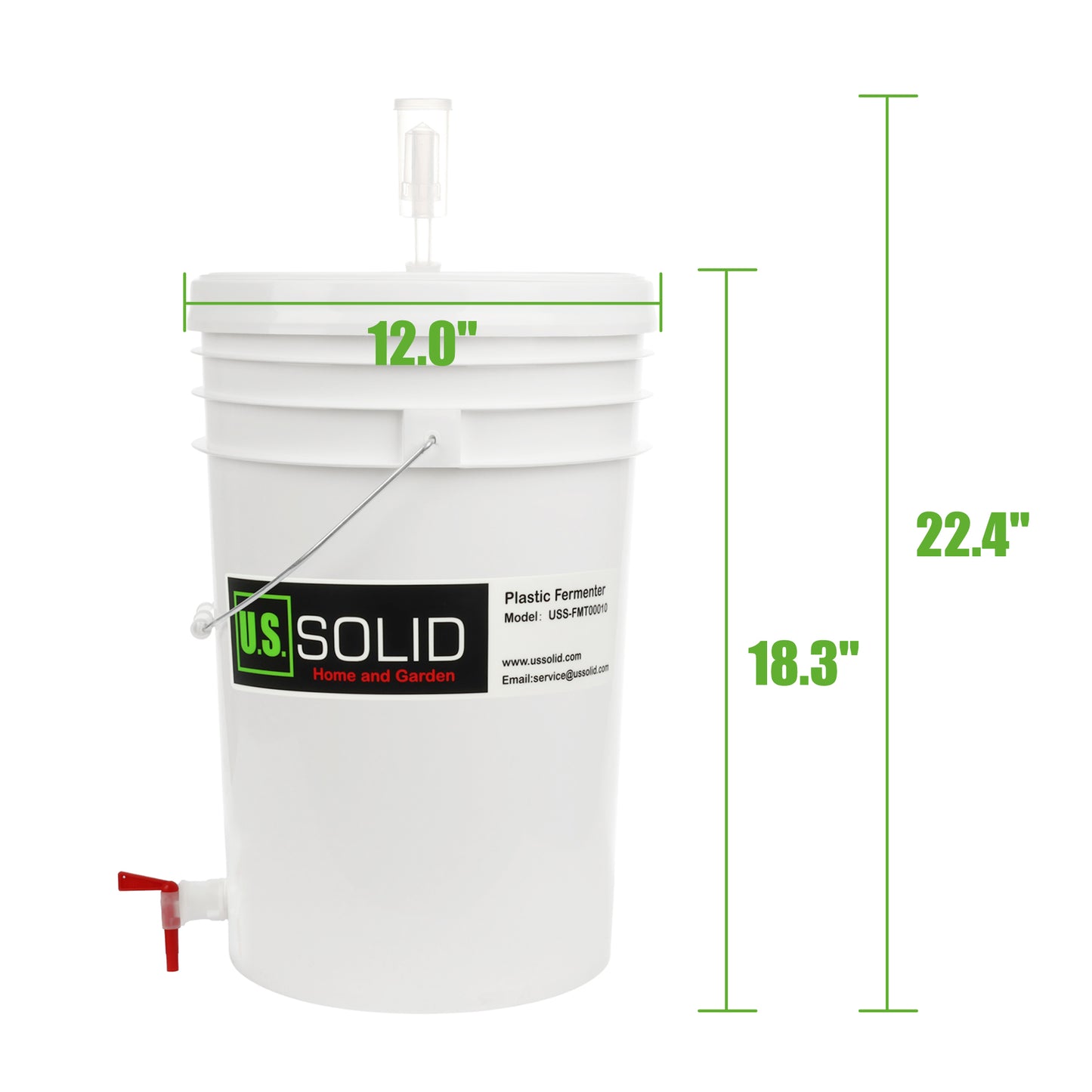 6.5갤런 플라스틱 발효통 - 나사형 뚜껑, 수도꼭지 및 에어락이 있는 식품 등급 발효기