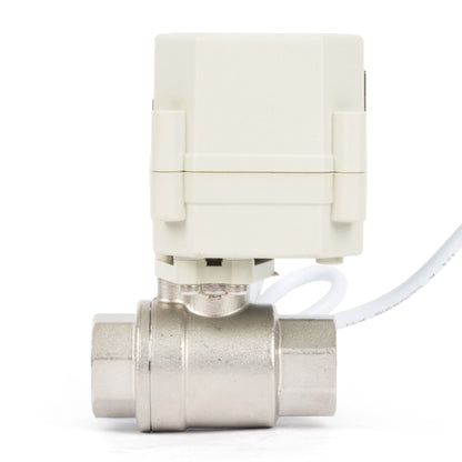 1/2" Motorized Ball Valve with Timer, Auto-Return Fail Safe & Power-Off Memory, 2-Way 304SS Electric Actuator, IP67, AC/DC 9-24V