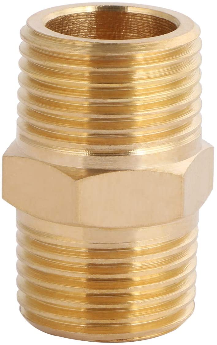 U.S. Solid Brass Hex Nipple - 1/4" x 1/4" NPT Male Pipe Fitting Adapter, 3/8" x 3/8", 1/2" x 1/2", 3/4" x 3/4", 1" x 1",  1/8"x1/8", 1/4"x1/8", 3/8"x1/8", 3/8"x1/4", 1/2"x1/4", 1/2"x3/8", 3/4"x1/2"