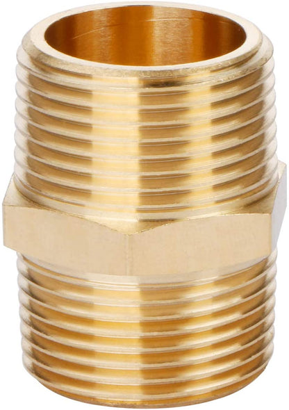 U.S. Solid Brass Hex Nipple - 1/4" x 1/4" NPT Male Pipe Fitting Adapter, 3/8" x 3/8", 1/2" x 1/2", 3/4" x 3/4", 1" x 1",  1/8"x1/8", 1/4"x1/8", 3/8"x1/8", 3/8"x1/4", 1/2"x1/4", 1/2"x3/8", 3/4"x1/2"