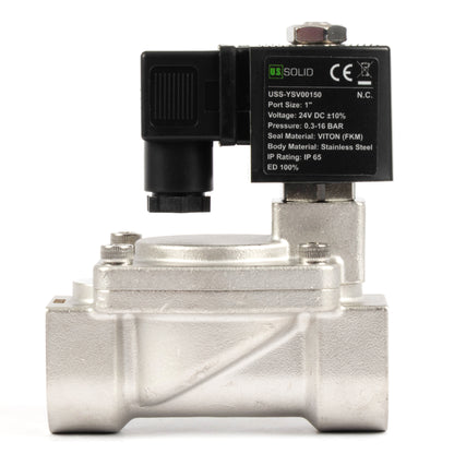 1" magnetventil i rustfrit stål - 24V DC, normalt lukket, 4,4-232 PSI, VITON-tætning