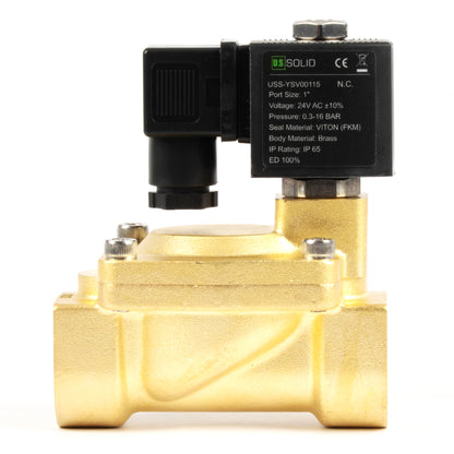1" Brass  Solenoid Valve - 24V AC, Normally Closed, 4.4-232 PSI, VITON Seal