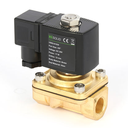 3/8"-Magnetventil – Messing, 24 V DC, normalerweise geschlossen, mit Viton-Dichtung, Anschlussdosentyp