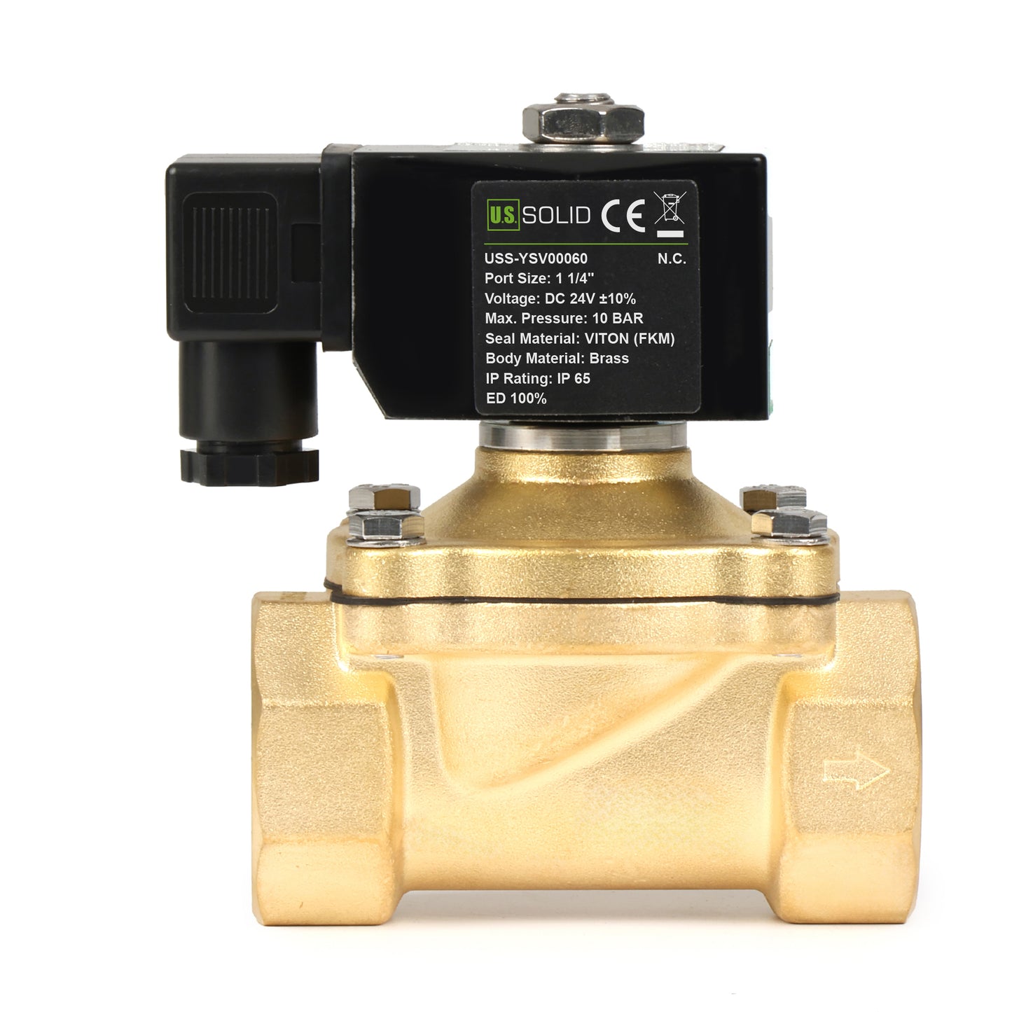 Injap Solenoid Loyang 1-1/4" - 110V/220V AC, Biasanya Tertutup, 145 PSI, VITON