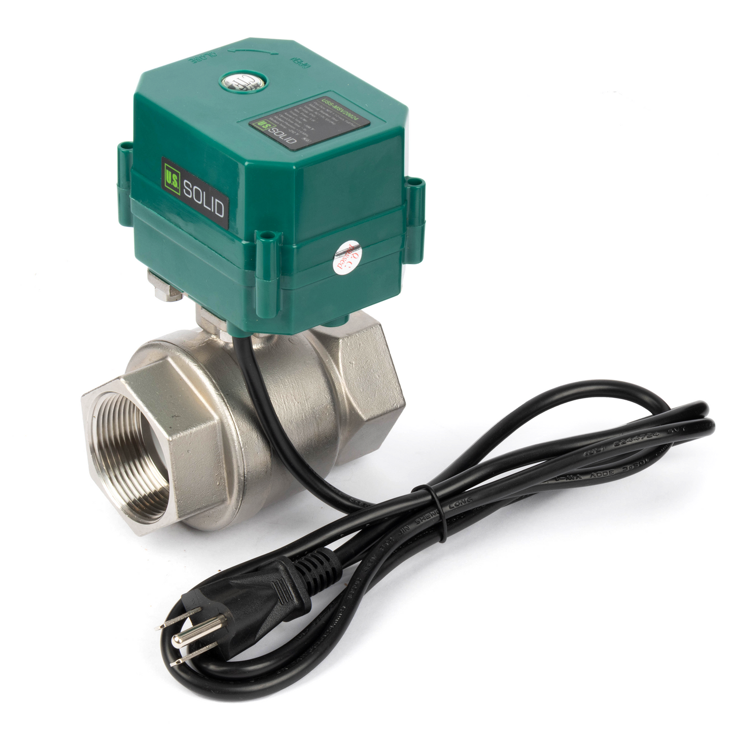 U.S. Solid 1-1/2" Μηχανοκίνητη σφαιρική βαλβίδα, 110VAC, ανοξείδωτο ατσάλι, αυτόματη επιστροφή, κανονικά κλειστό, με βύσμα ΗΠΑ