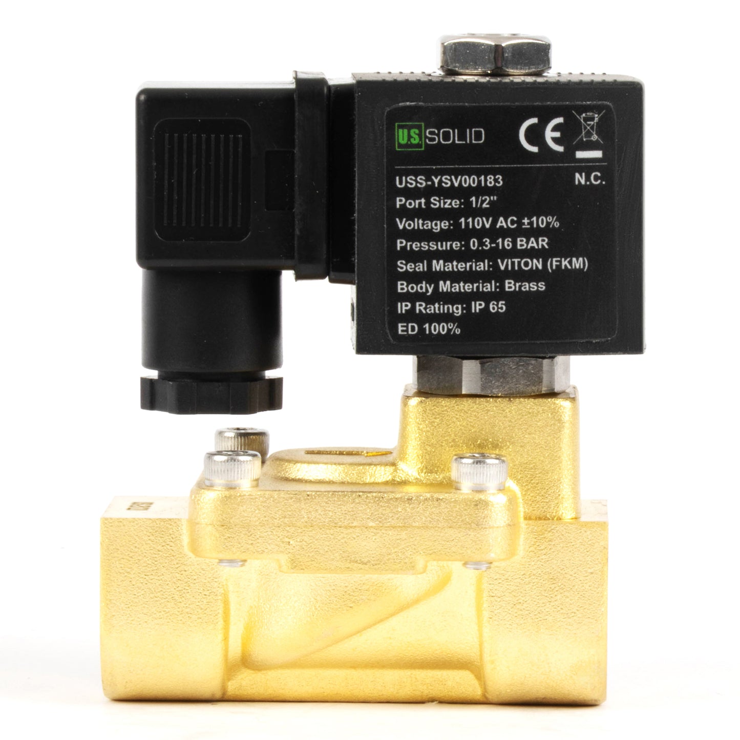 Ηλεκτρομαγνητική βαλβίδα ορείχαλκου 1/2" - 110V / 220V AC, Κανονικά κλειστή, 4,4-232 PSI, Σφραγίδα VITON
