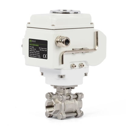 3/4" Electric Actuated Ball Valve, DC 24V Heavy Duty 3-Piece Industrial Ball Valve,304SS, ON/OFF Type, Dry Contact
