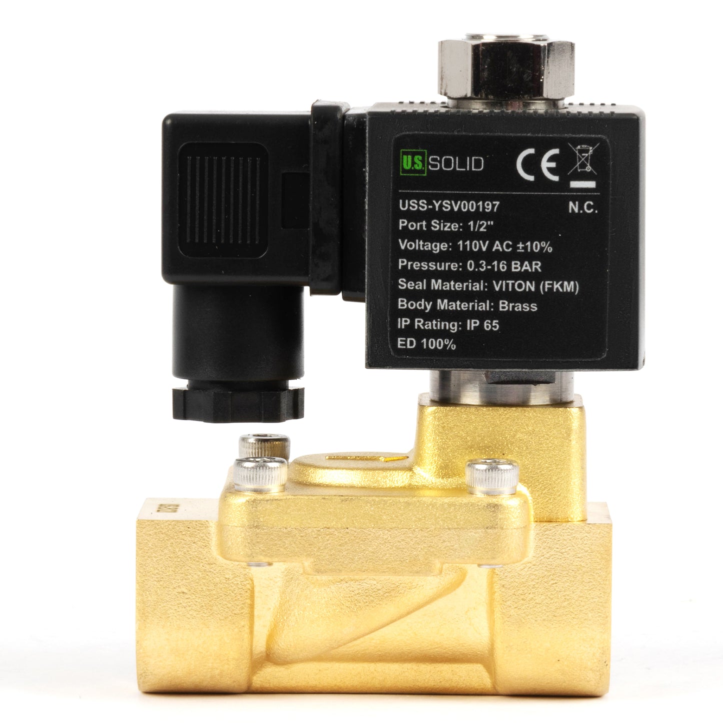 Ηλεκτρομαγνητική βαλβίδα ορείχαλκου 1/2" - 110V AC/220V AC, Κανονικά ανοιχτή, 4.4-232 PSI, Στεγανοποίηση VITON