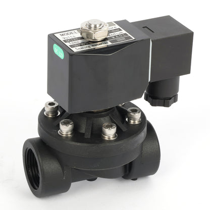 3/4" plast PA66 magnetventil 12V DC, 0-6 bar, normalt lukket, NBR-tetning for vann, luft
