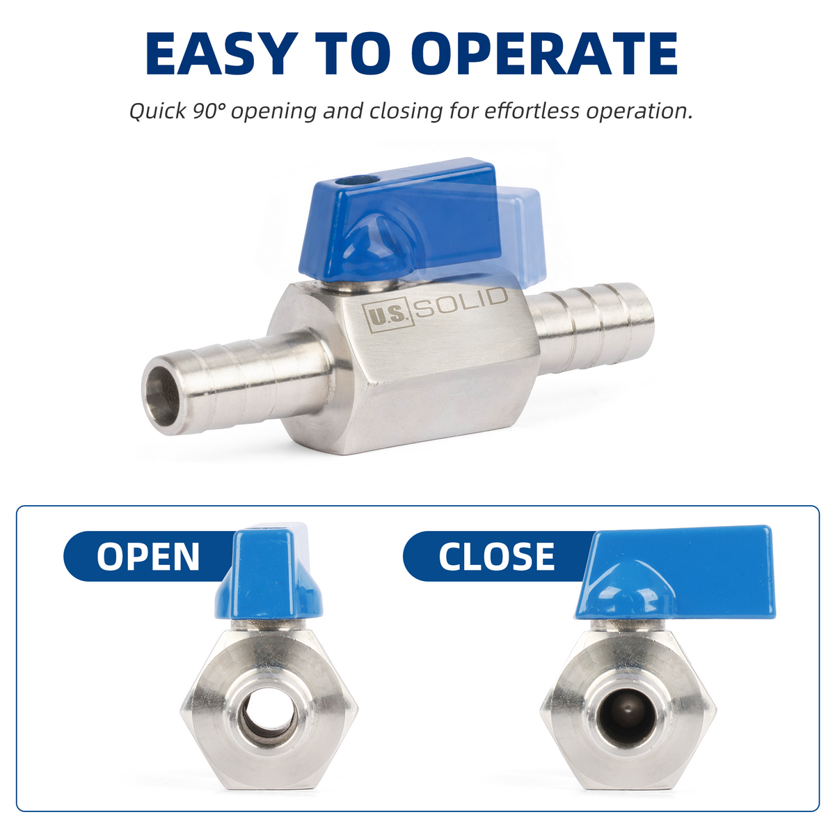 1/2" Mini-Kugelhahn, Edelstahl 304, Innengewinde × Außengewinde NPT, 2 Stück