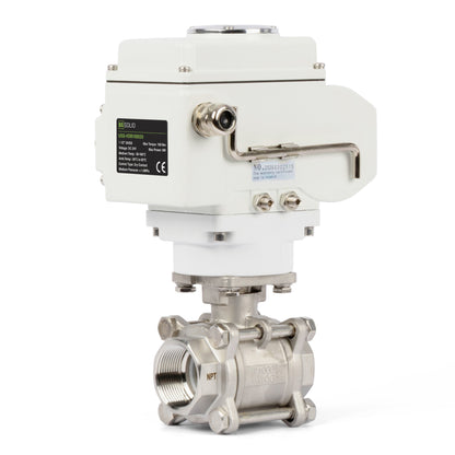 1 1/2" Electric Actuated Ball Valve, DC 24V  Heavy Duty 3-Piece Industrial Ball Valve,304SS, ON/OFF Type, Dry Contact