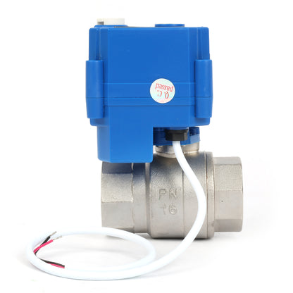 Motorized Ball Valve- 1" Stainless Steel Ball Valve with Manual Function, Full Port, 9-24V AC/DC and 2 Wire Auto Return Setup, Normally Open