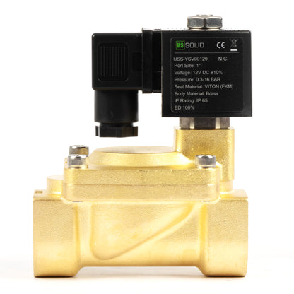 1" Brass  Solenoid Valve - 12V DC, Normally Closed, 4.4-232 PSI, VITON Seal