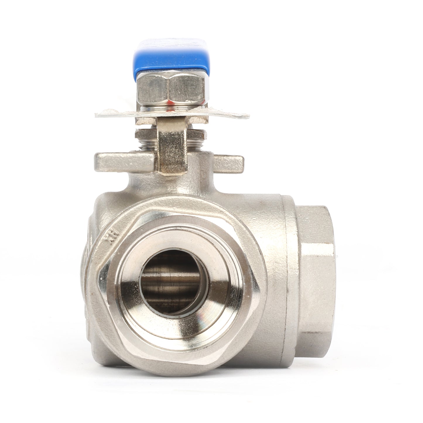 1" 3-veis kuleventil - Manuell kuleventil i 304 rustfritt stål, L monteringspute