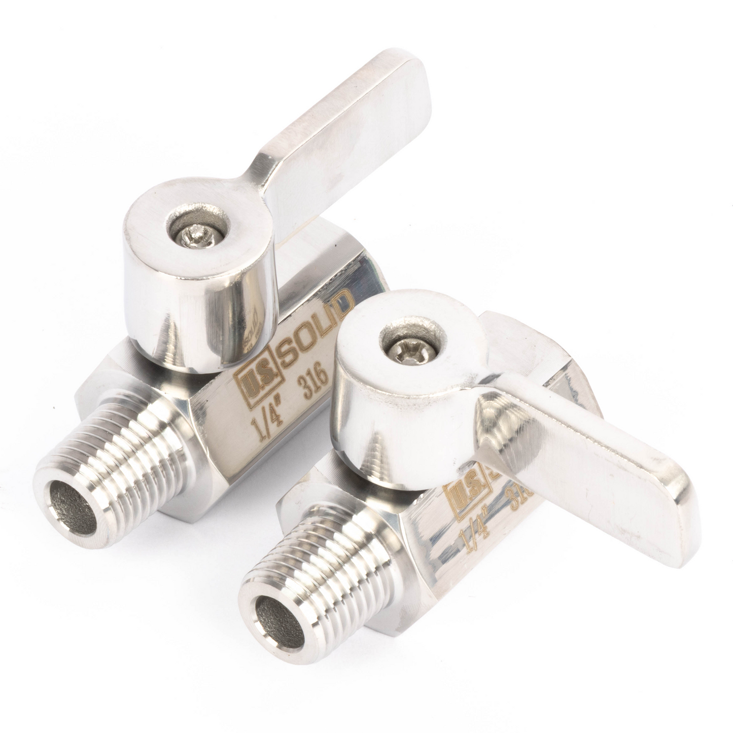 1/4" minikugleventil 304 rustfrit stål hun × han NPT gevind 2 stk.