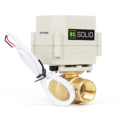 1/2" Motorized Ball Valve with Timer, Auto-Return Fail Safe & Power-Off Memory, 2-Way Brass Electric Actuator, IP67, AC/DC 9-24V