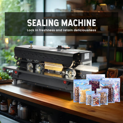 U.S. SOLID Continuous Bag Band Sealer Sealing Machine, Automatic Horizontal Band Sealer with Digital Temperature Control