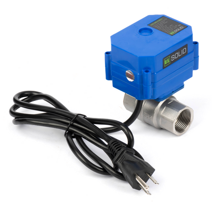 U.S. Solid 3/4" Μηχανοκίνητη σφαιρική βαλβίδα, 110VAC, ανοξείδωτο ατσάλι, αυτόματη επιστροφή, κανονικά κλειστό, με βύσμα ΗΠΑ