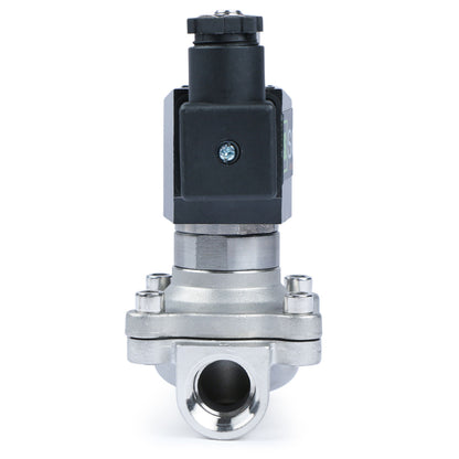 Válvula solenoide de 3/4” - Válvula eléctrica de acero inoxidable de 24 V CC, normalmente abierta, sello de Viton