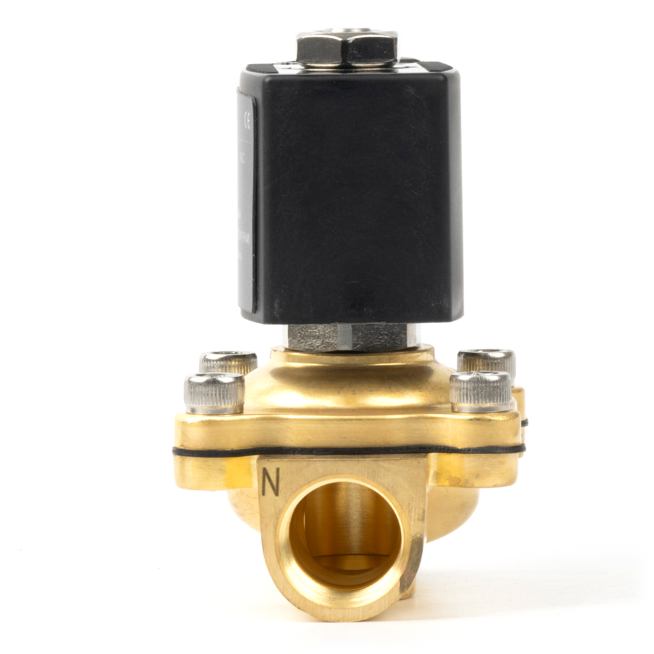 1/2" Brass Electric Solenoid Valve - 12V DC, Normally Closed, 145 PSI, VITON