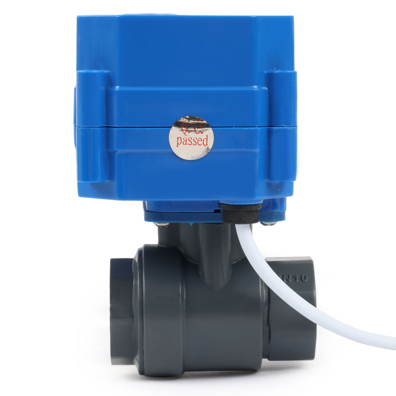 1/2" UPVC Motorized Ball Valve - 110V AC Plastic Electrical Ball Valve with Standard Port, 2 Wire Auto Return, Normally Closed