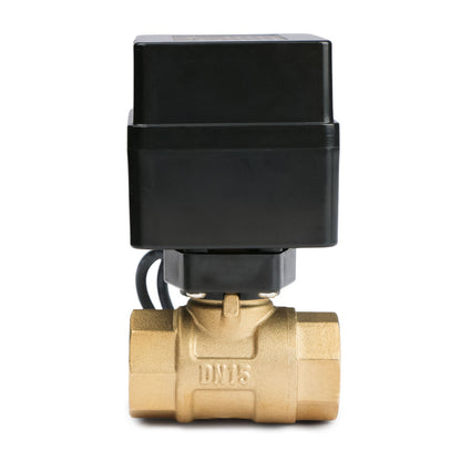 1/2" Motorized Ball Valve - Brass Electric Ball Valve with 3 Indicator Lights - 2 Wire Auto Return, Normally Open, 9-36V AC/DC by U.S. Solid