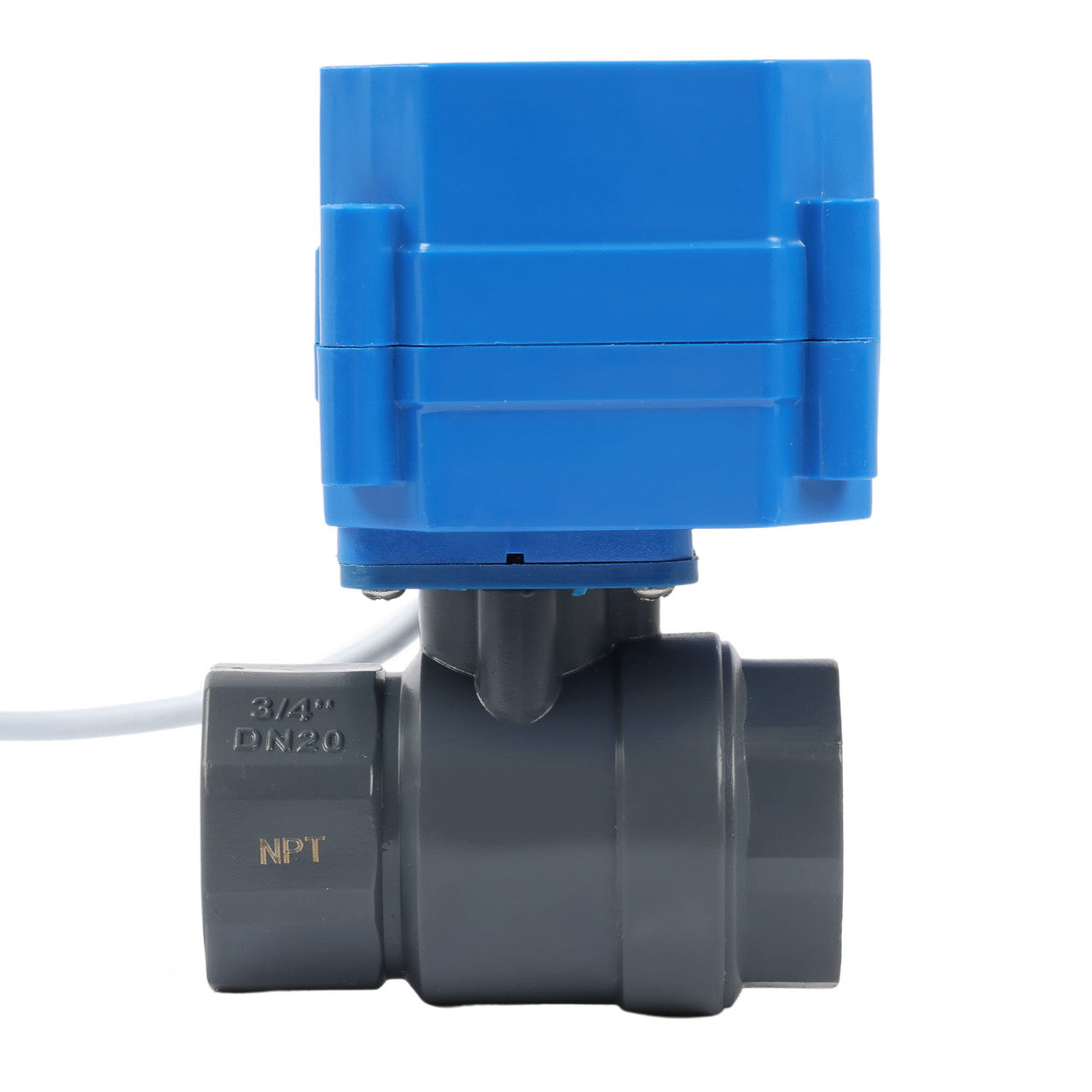 3/4" UPVC Motorized Ball Valve - 9-36V AC/DC Plastic Electrical Ball Valve with Standard Port, 2 Wire Auto Return, Normally Open