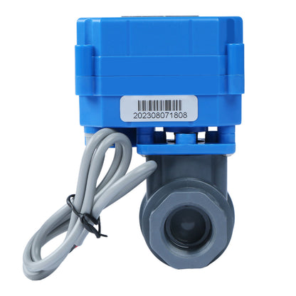 1/2" UPVC Motorized Ball Valve - 9-36V AC/DC Plastic Electrical Ball Valve with Full Port, 2 Wire Auto Return, Normally Closed