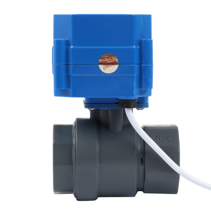 1" UPVC Motorized Ball Valve - 9-36V AC/DC Plastic Electrical Ball Valve with Standard Port, 2 Wire Auto Return, Normally Closed