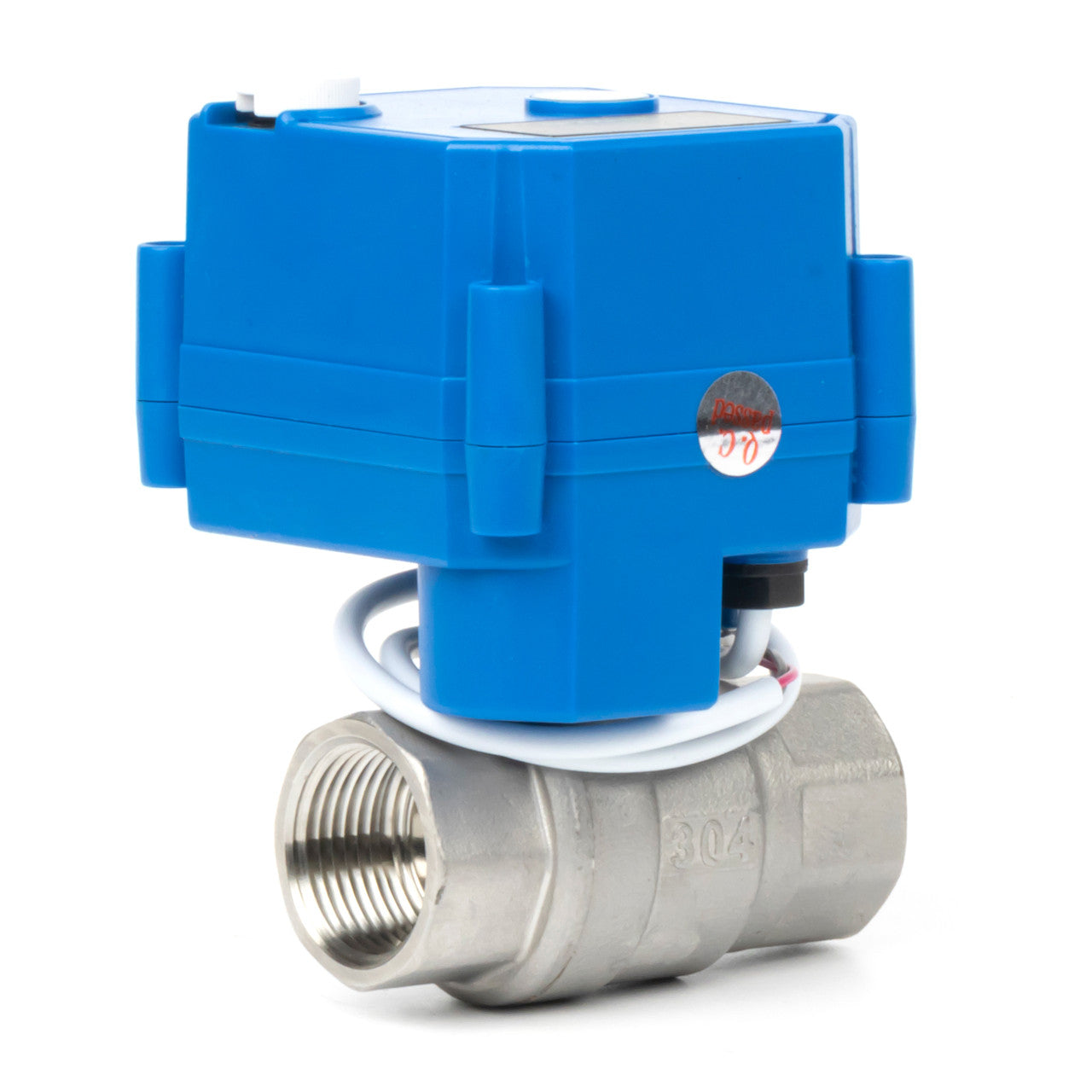 3/4" Motorized Ball Valve with Manual Function - 2 Wire Auto Return, Stainless Steel, 85-265V AC, Full Port, Normally Closed