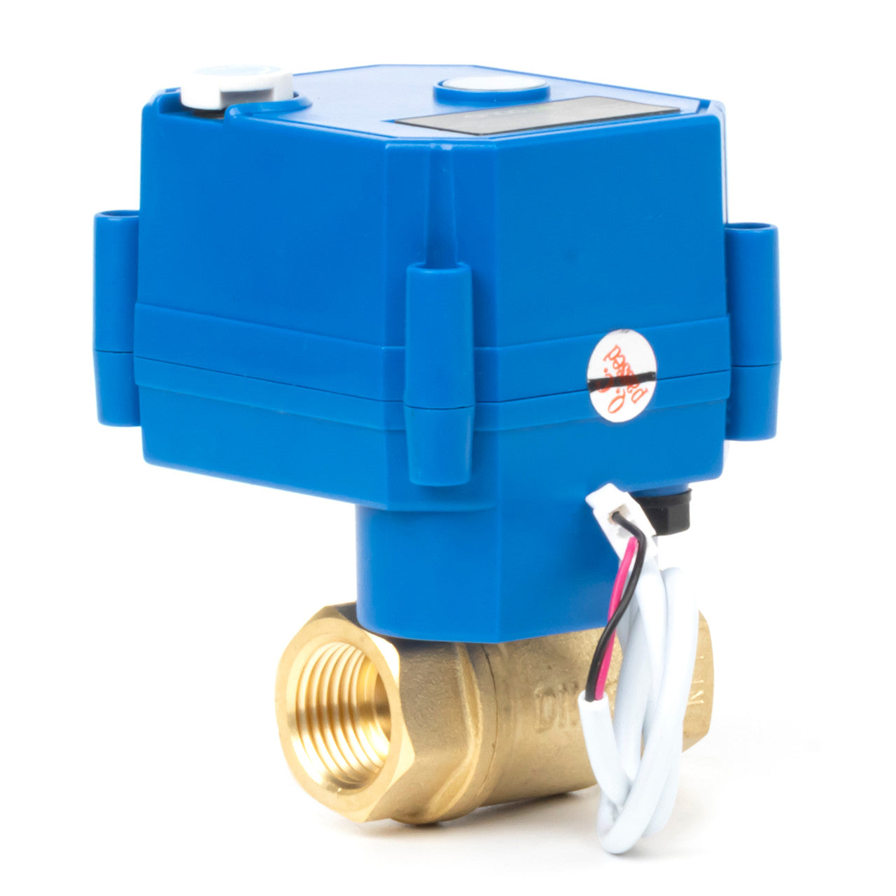 1/2" Motorized Ball Valve with Manual Function - 2 Wire Auto Return, Brass, 85-265V AC, Full Port, Normally Closed