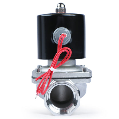 Válvula solenoide de 1-1/4" - Válvula solenoide eléctrica de acero inoxidable de 12 V CC, normalmente abierta, sello de Viton