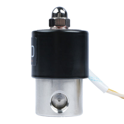 Válvula solenoide inteligente de 1/4”: válvula solenoide de acero inoxidable controlada por aplicación WiFi, 110 V CA, sello de Viton