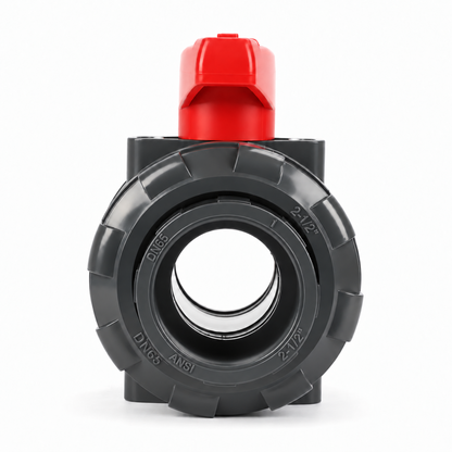 2-1/2" PVC True Union Ball Valve, Full Port, Slip Socket, Schedule 40 and 80 Compatible, 150 psi, PTFE Seat, EPDM O-Ring