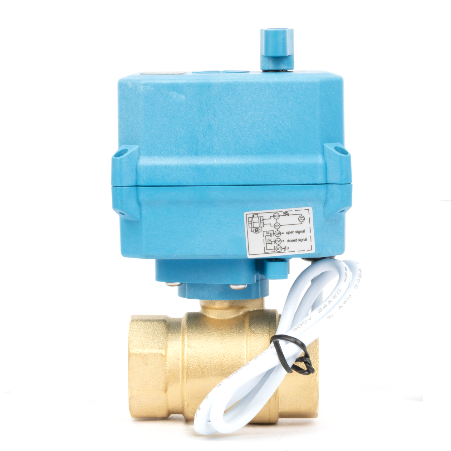 1" Quick-Release Motorized Ball Valve - Brass, DC12~24V/AC24V, 2-Wire Auto-Return with Manual Override, IP67