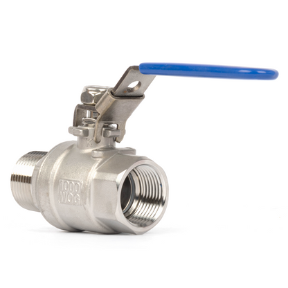 1" Ball Valve, Pack of 2 – Male x Female 304 Stainless Steel Heavy Duty, 1000WOG, Full Port with Anti-Misoperation Lock