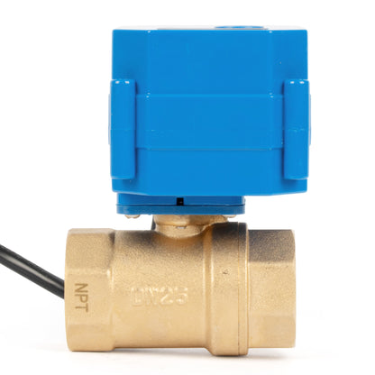 Válvula de esfera motorizada de latão de 1" com plugue, porta padrão, retorno automático 110V/220V AC, normalmente aberta