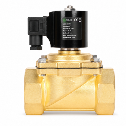 Électrovanne 2" - Laiton 110/220 V CA normalement fermée avec joint Viton, type boîte de jonction