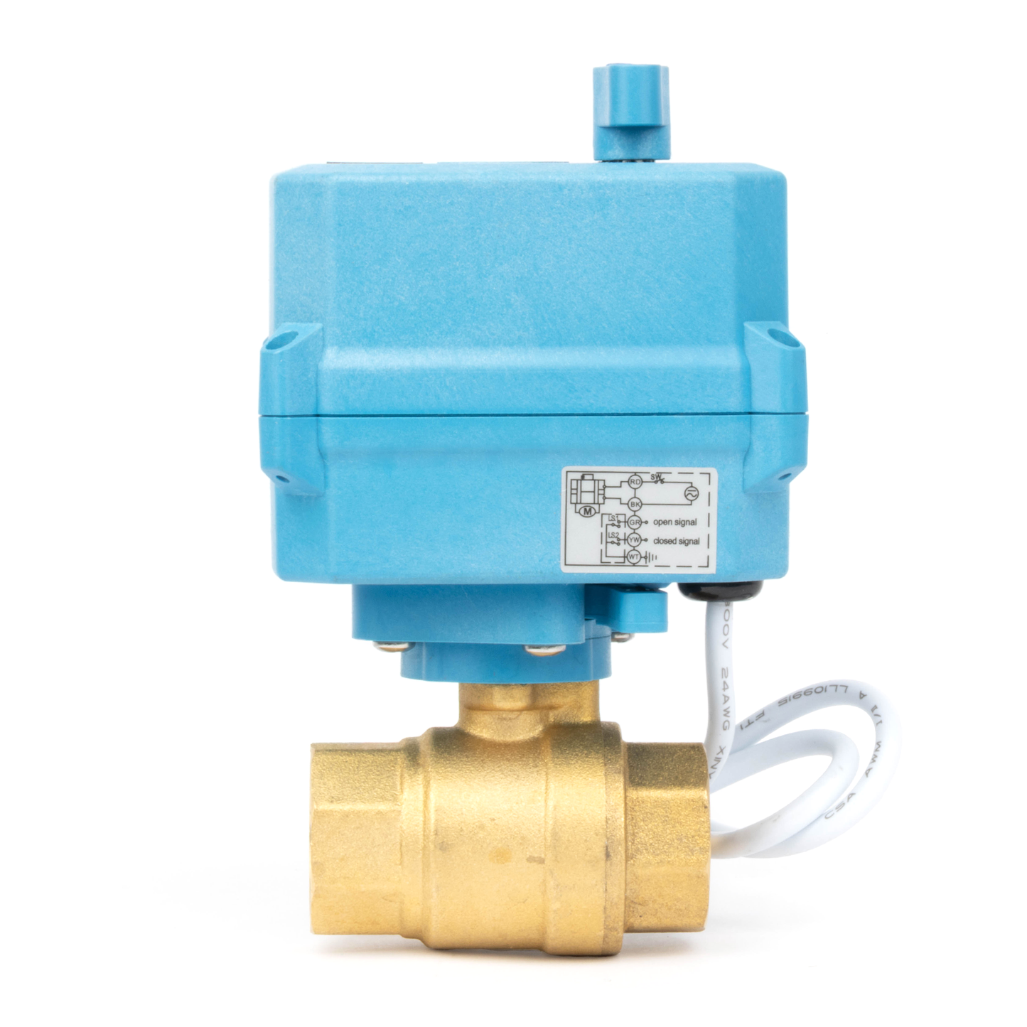 3/4" Quick-Release Motorized Ball Valve - Brass, DC12~24V/AC24V, 2-Wire Auto-Return with Manual Override, IP67