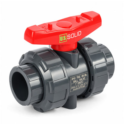 1" PVC True Union-kugleventil, fuld port, glidemuffe, kompatibel med Schedule 40 og 80, 150 psi, PTFE-sæde, EPDM O-ring