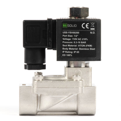 1/2" roestvrijstalen elektrische magneetklep - 24V DC, normaal gesloten, 145 PSI, VITON